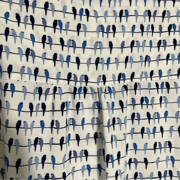 JANE AND DELANCEY White and Blue Birds on Wire Button Down top | size medium - Picture 9 of 9